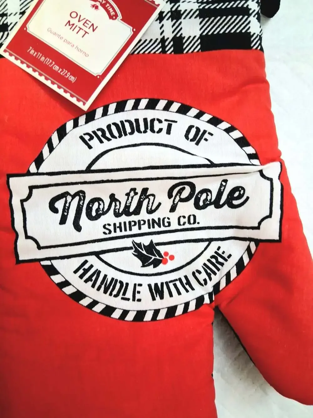 Holiday Time Christmas Oven Mitts Set of 2 Snowman and North Pole Shipping Co